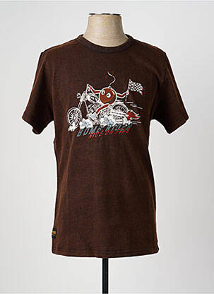 Tricou croială dreaptă mâneci scurte maro DAYTONA bărbat
