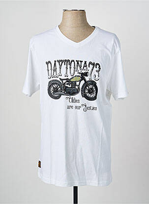 Tricou croială dreaptă mâneci scurte alb DAYTONA bărbat