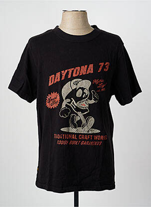 Tricou croială dreaptă mâneci scurte negru DAYTONA bărbat