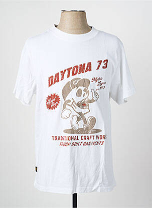 Tricou croială dreaptă mâneci scurte alb DAYTONA bărbat