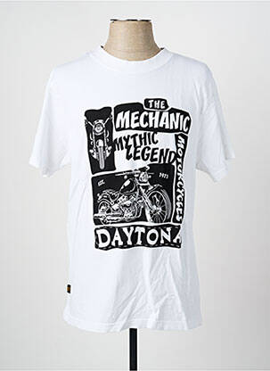 Tricou croială dreaptă mâneci scurte alb DAYTONA bărbat