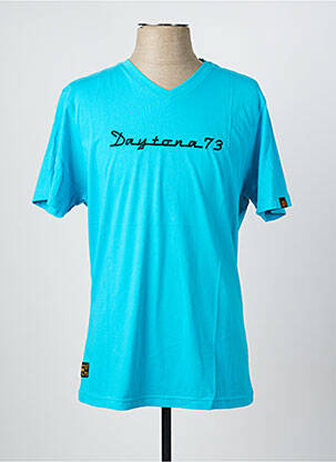 Tricou broderie mâneci scurte albastru DAYTONA bărbat