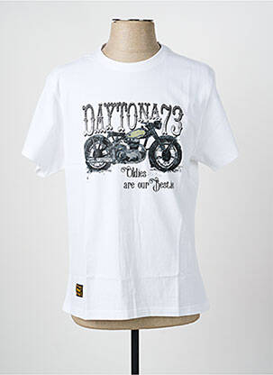 Tricou croială dreaptă mâneci scurte alb DAYTONA bărbat