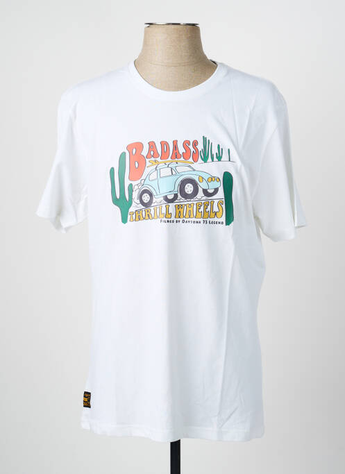 Tricou croială dreaptă mâneci scurte alb DAYTONA homme
