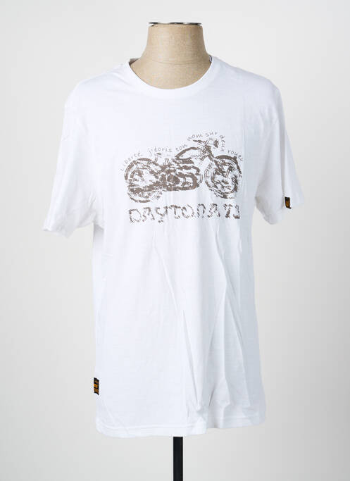 Tricou croială dreaptă mâneci scurte alb DAYTONA homme