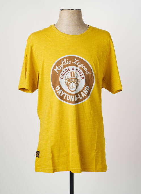Tricou croială dreaptă mâneci scurte galben DAYTONA homme