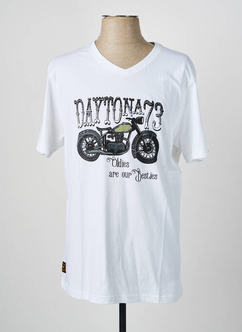 Tricou croială dreaptă mâneci scurte alb DAYTONA homme