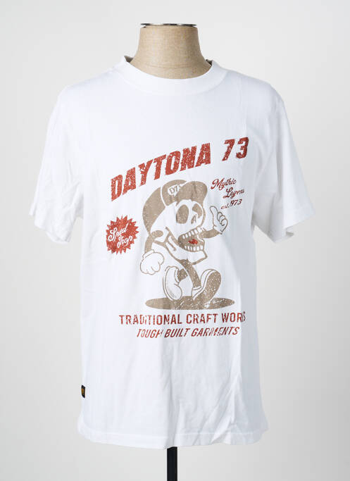 Tricou croială dreaptă mâneci scurte alb DAYTONA homme
