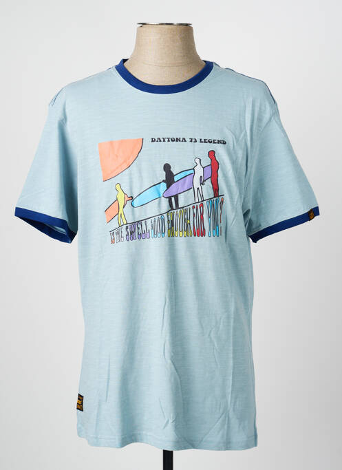 Tricou croială dreaptă mâneci scurte albastru DAYTONA homme