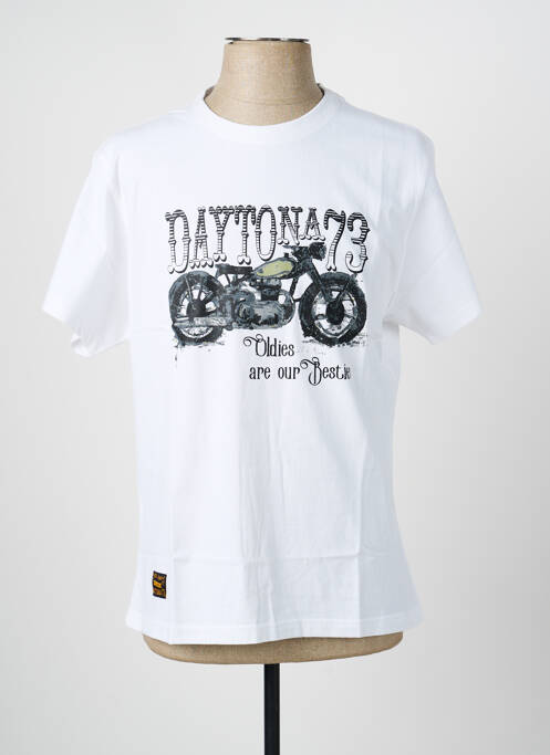 Tricou croială dreaptă mâneci scurte alb DAYTONA homme