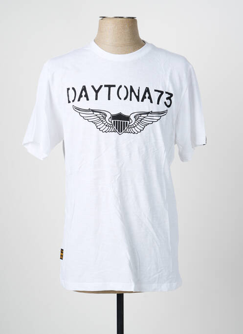Tricou croială dreaptă mâneci scurte alb DAYTONA homme