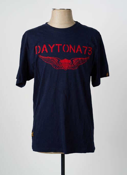 Tricou croială dreaptă mâneci scurte albastru DAYTONA homme