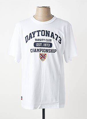 Tricou croială dreaptă mâneci scurte alb DAYTONA bărbat