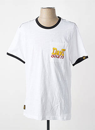 Tricou croială cambrată mâneci scurte alb DAYTONA bărbat