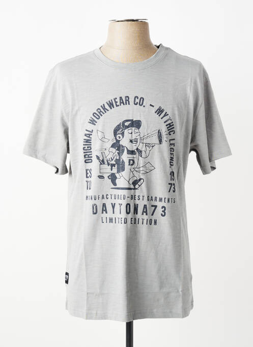 Tricou croială dreaptă mâneci scurte gri DAYTONA homme