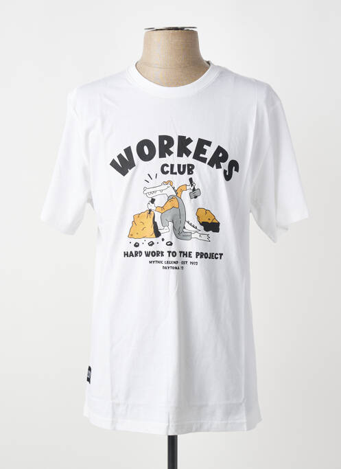 Tricou croială dreaptă mâneci scurte alb DAYTONA homme