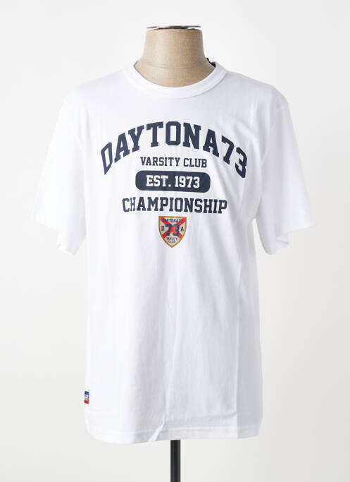 Tricou croială dreaptă mâneci scurte alb DAYTONA homme