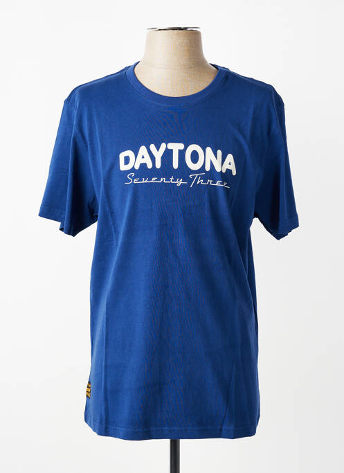 Tricou croială dreaptă mâneci scurte albastru DAYTONA homme