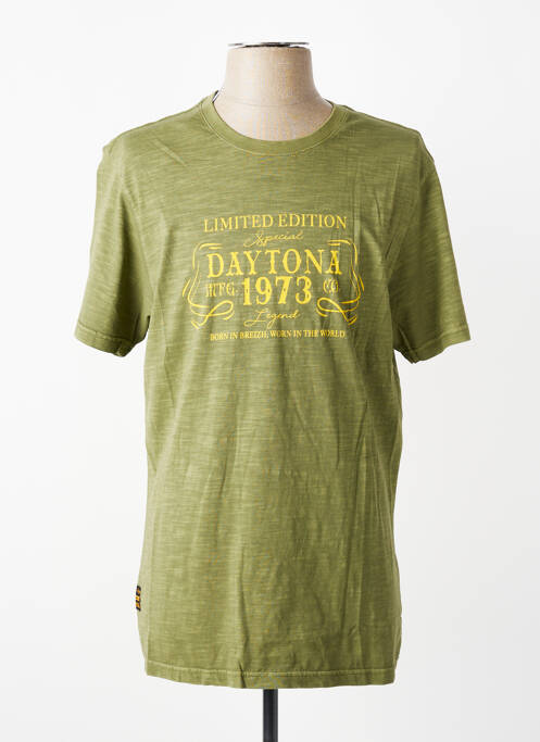 Tricou croială dreaptă mâneci scurte verde DAYTONA homme