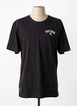 Tricou croială dreaptă mâneci scurte negru DAYTONA bărbat