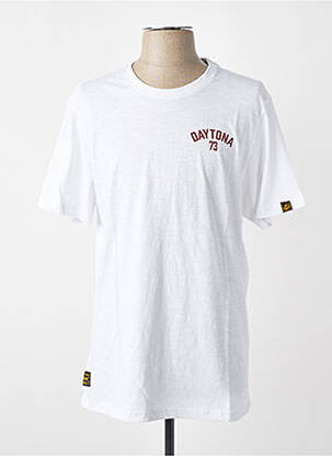Tricou croială dreaptă mâneci scurte alb DAYTONA bărbat