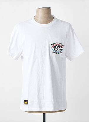 Tricou croială cambrată mâneci scurte alb DAYTONA bărbat
