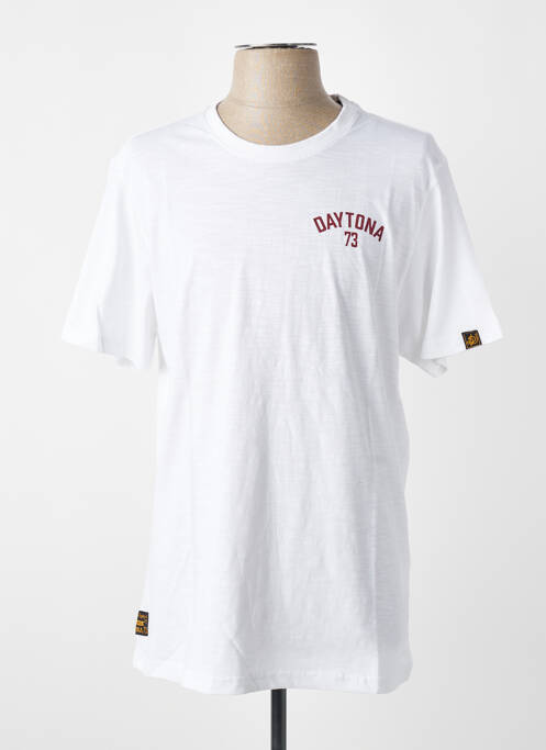 Tricou croială dreaptă mâneci scurte alb DAYTONA homme