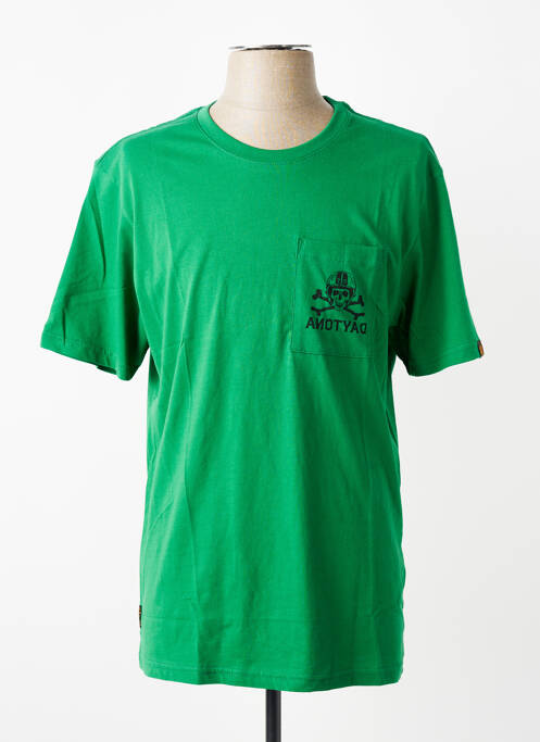 Tricou croială dreaptă mâneci scurte verde DAYTONA homme