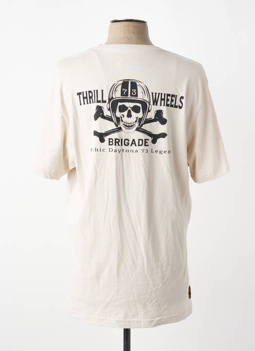 Tricou croială dreaptă mâneci scurte bej DAYTONA homme