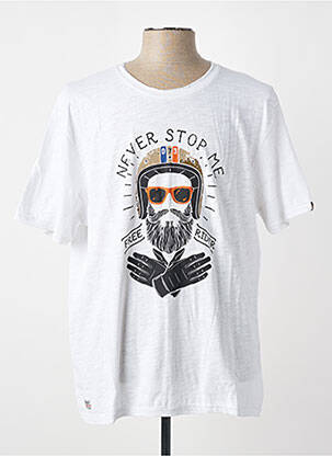 Tricou croială cambrată mâneci scurte alb DAYTONA bărbat