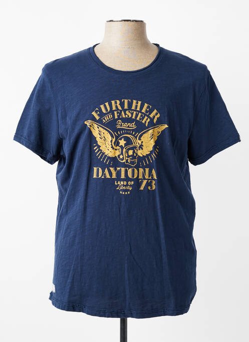 Tricou croială cambrată mâneci scurte albastru DAYTONA homme