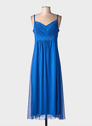 Rochie midi căptușeală bretele subțiri albastru MALOKA femme