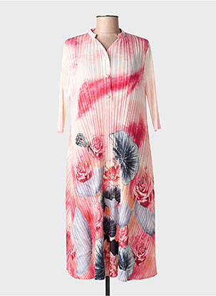 Rochie midi imprimeu floral mâneci 3/4 roz NESLAY femme