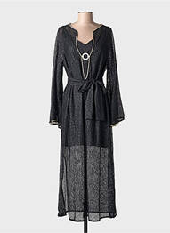 Rochie lungă mâneci lungi mâneci lungi negru ACCESS FASHION femme