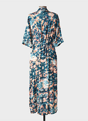 Rochie lungă țesătură poplin mâneci scurte albastru LA FEE MARABOUTEE femeie
