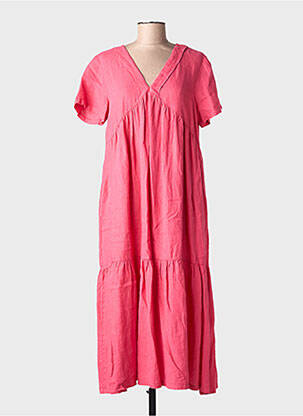 Rochie lungă mâneci scurte mâneci scurte roz ORTO BOTANICO femeie