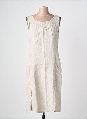 Rochie midi țesătură crep fără mâneci bej QUATTRO femme