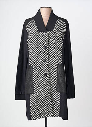 Palton lung croială cambrată fără glugă negru MALOKA femme