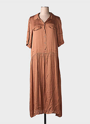 Rochie lungă mâneci scurte mâneci scurte maro LA FEE MARABOUTEE femeie