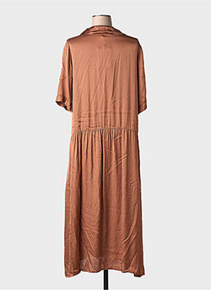 Rochie lungă mâneci scurte mâneci scurte maro LA FEE MARABOUTEE femeie
