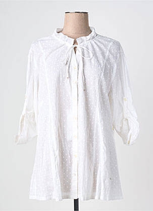 Tunică mâneci lungi închidere cu nasturi pe față alb AGATHE & LOUISE femme