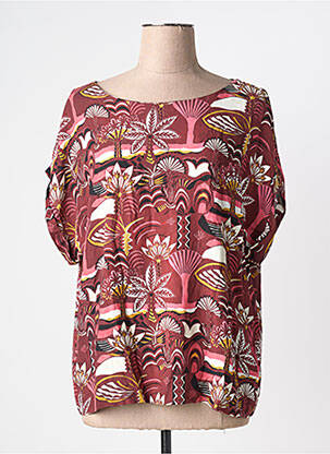 Bluză țesătură poplin mâneci scurte maro LA FEE MARABOUTEE femme