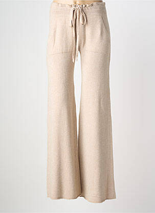 Pantalon evazat talie elastică mărime normală bej LAUREN VIDAL femme