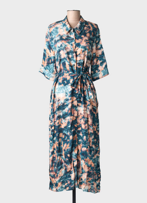 Rochie lungă imprimeu floral mâneci scurte albastru LA FEE MARABOUTEE femme