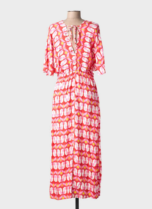 Rochie lungă imprimeu fantezie mâneci scurte roșu LA FEE MARABOUTEE femme