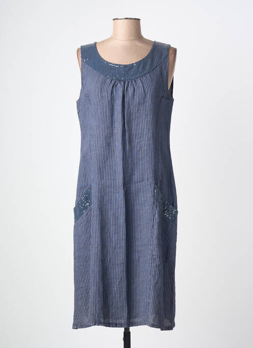 Rochie midi țesătură crep fără mâneci albastru QUATTRO femme