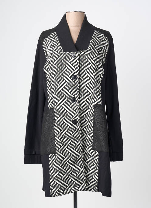 Palton lung croială cambrată fără glugă negru MALOKA femme