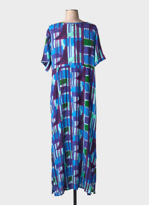 Rochie lungă imprimeu fantezie mâneci scurte albastru L'ATELIER D'ANNA femme