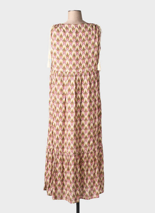 Rochie lungă imprimeu fantezie fără mâneci bej LA FEE MARABOUTEE femme