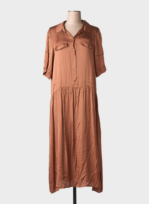 Rochie lungă mâneci scurte mâneci scurte maro LA FEE MARABOUTEE femme